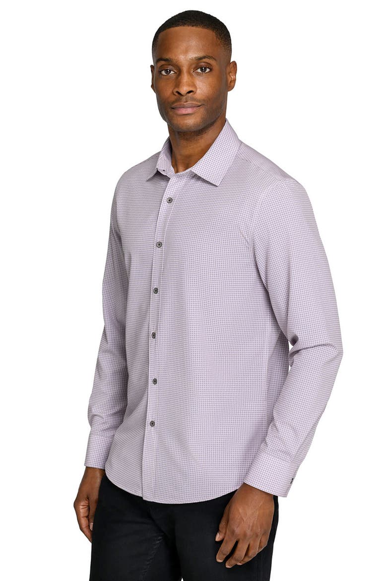 Circle Geo Performance Long Sleeve Button Up Shirt, Alternate, color, PINK