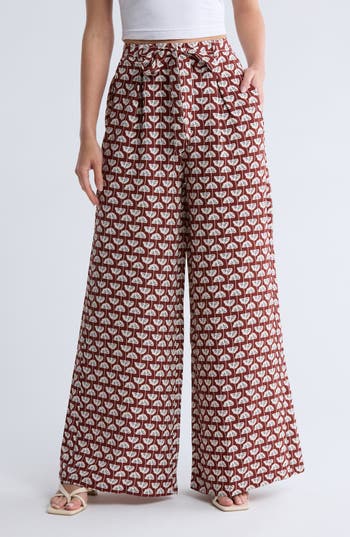 Bobeau Lyra Crepe Wide Leg Pants In Red