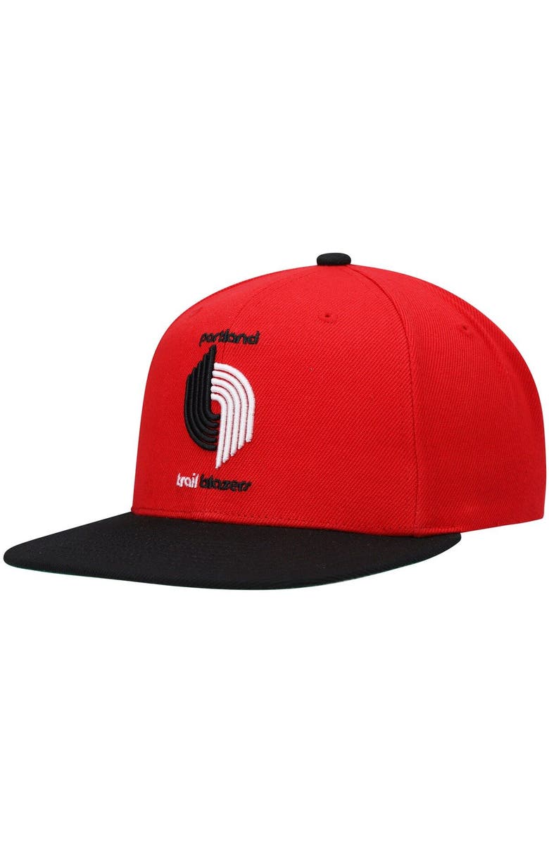 Mitchell & Ness Men's Mitchell & Ness Red/Black Portland Trail Blazers Hardwood Classics Snapback Hat, Alternate, color, Red