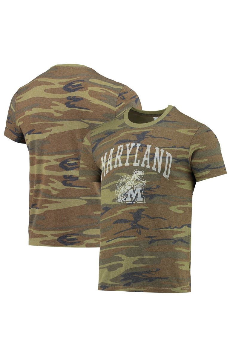 ALTERNATIVE APPAREL Men's Alternative Apparel Camo Maryland Terrapins Arch Logo Tri-Blend T-Shirt, Main, color, 