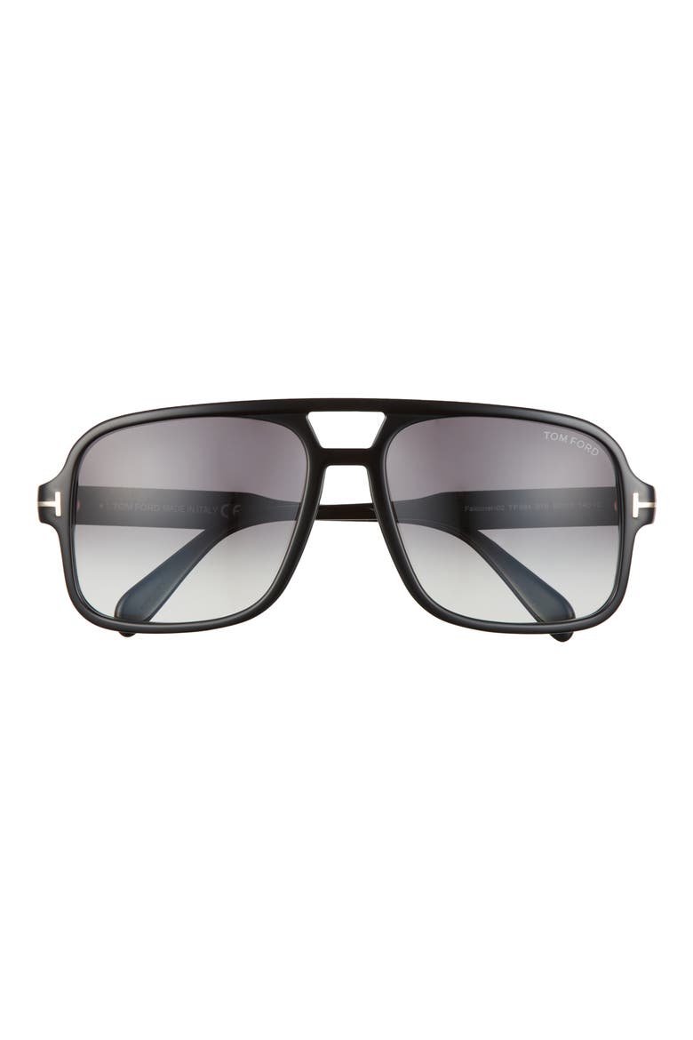Falconer 60mm Navigator Sunglasses, Main, color, SHINY BLACK / GRADIENT SMOKE