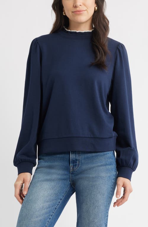 Caslonr Caslon(r) Ruffle Crewneck Sweatshirt In Blue