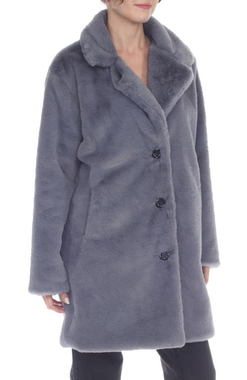 Rain And Rose Faux Fur Coat In Blue