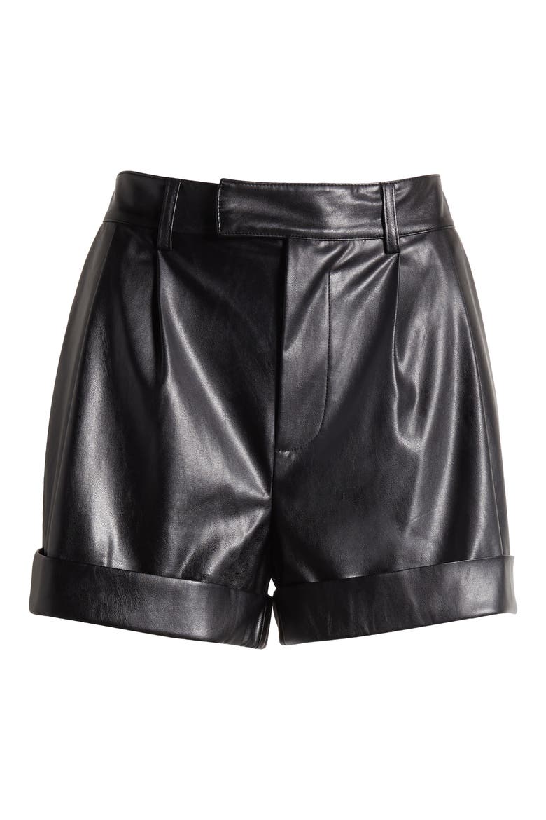 Bistro Faux Leather Shorts, Alternate, color, BLACK