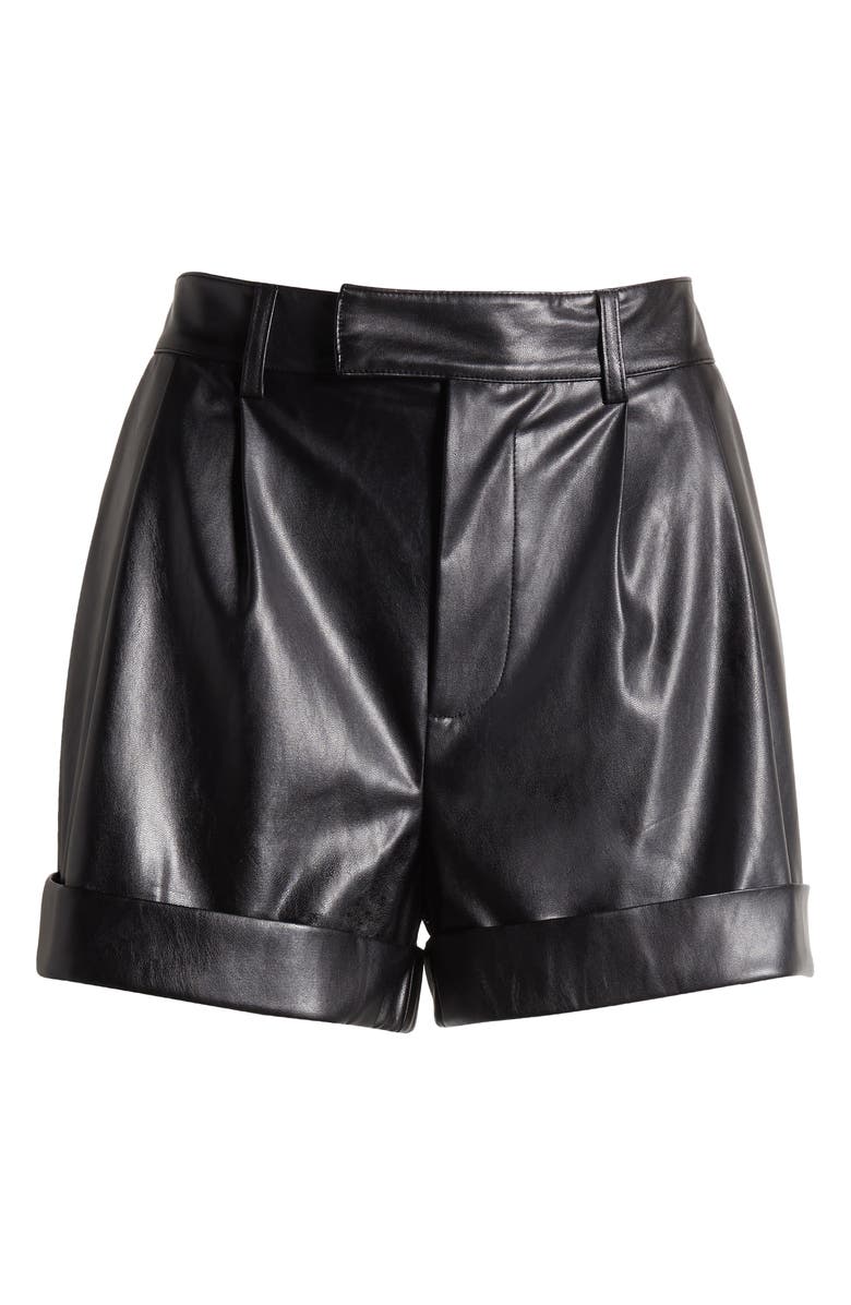 PAIGE Bistro Faux Leather Shorts, Alternate, color, Black