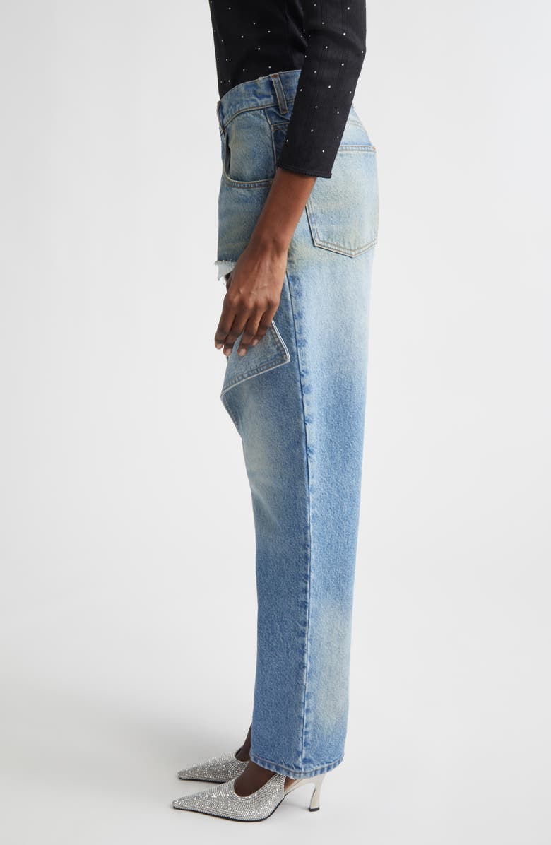 Area Thigh Slash Straight Leg Jeans, Alternate, color, Medium Blue