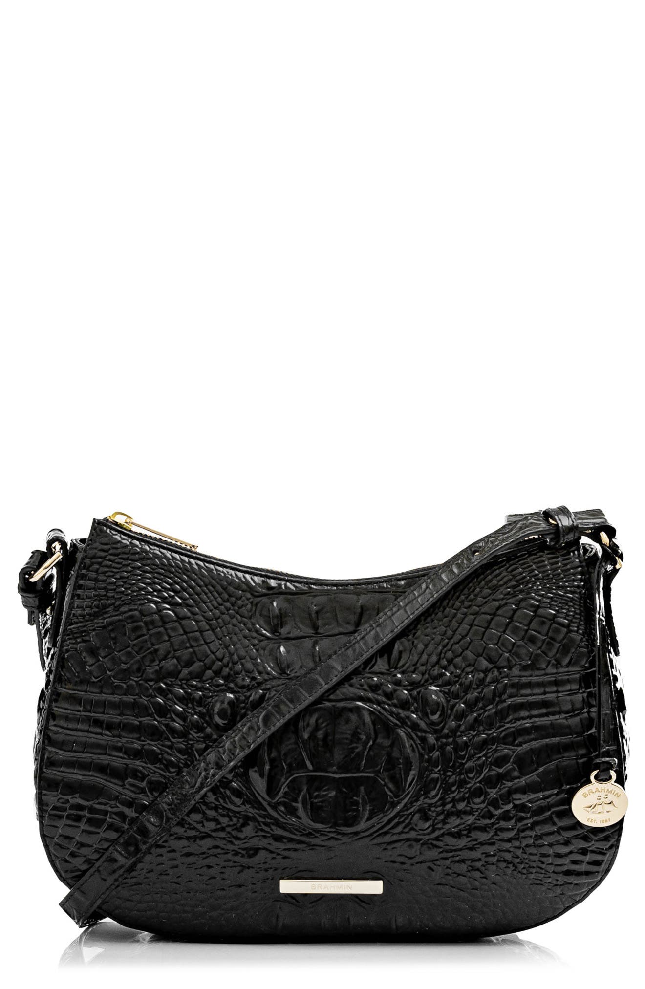 Brahmin Shayna Croc Embossed Leather Crossbody Bag, Main, color, 