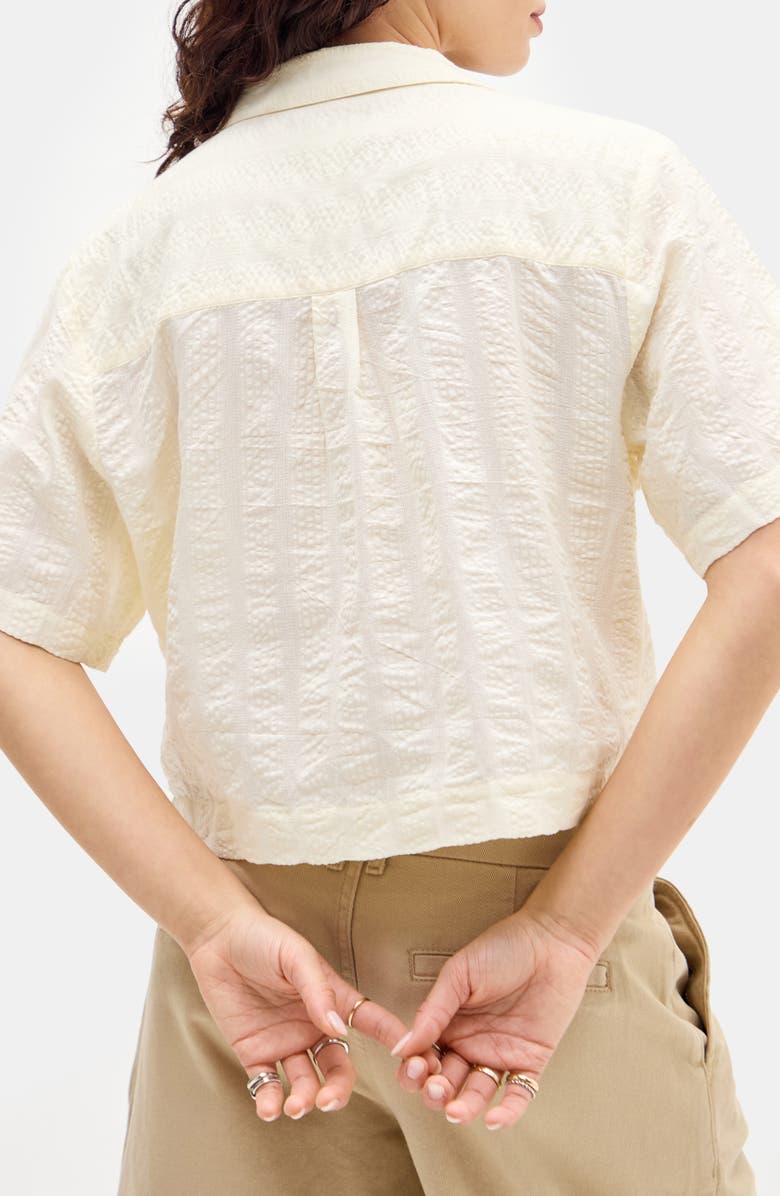 BDG Urban Outfitters Seersucker Texture Boxy Camp Shirt, Alternate, color, White