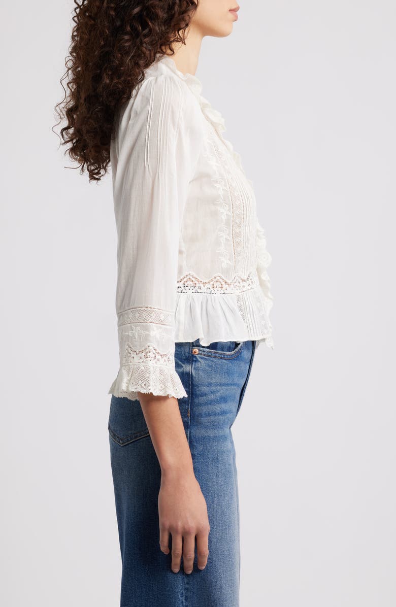 DÔEN Eldoris Lace Detail Organic Cotton Top, Alternate, color, Salt