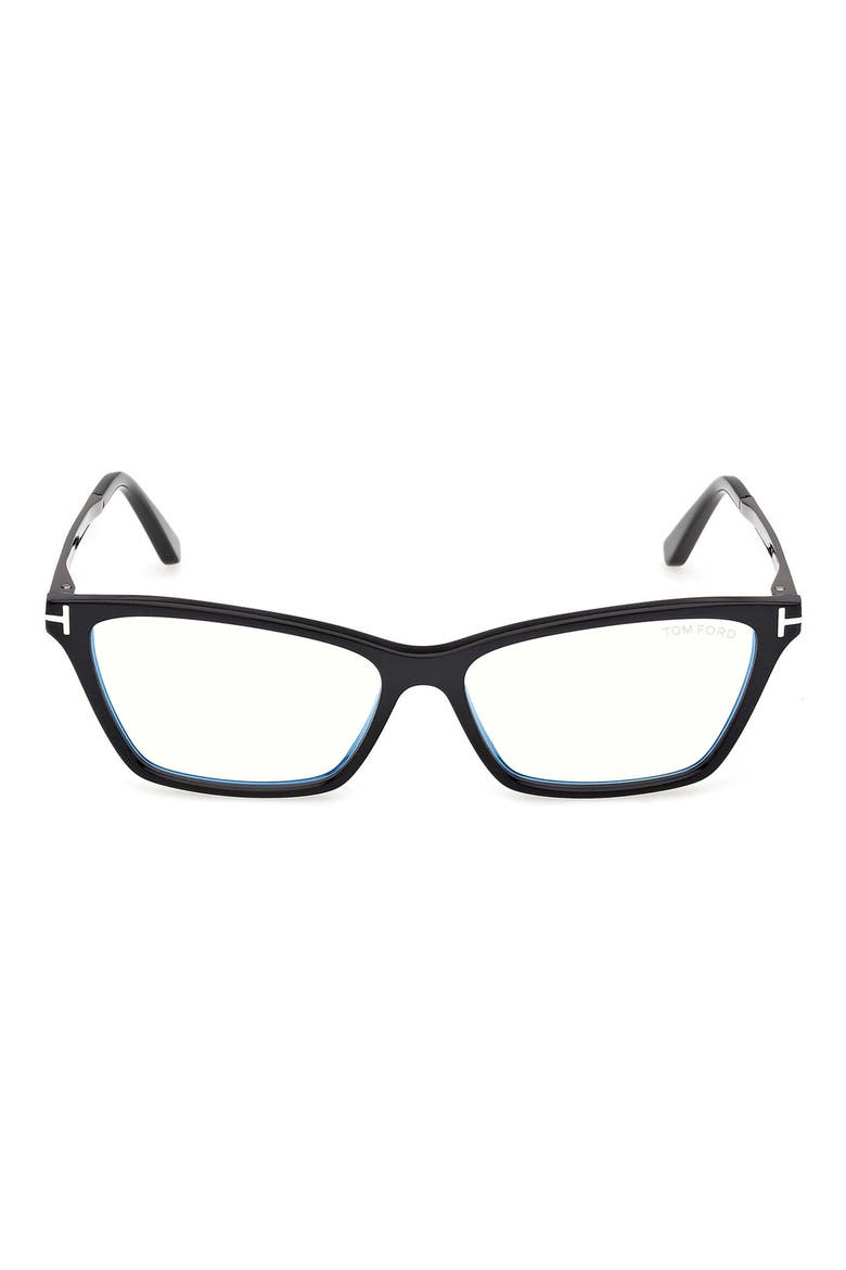 56mm Butterfly Optical Glasses, Main, color, SHINY BLACK / GUNMETAL