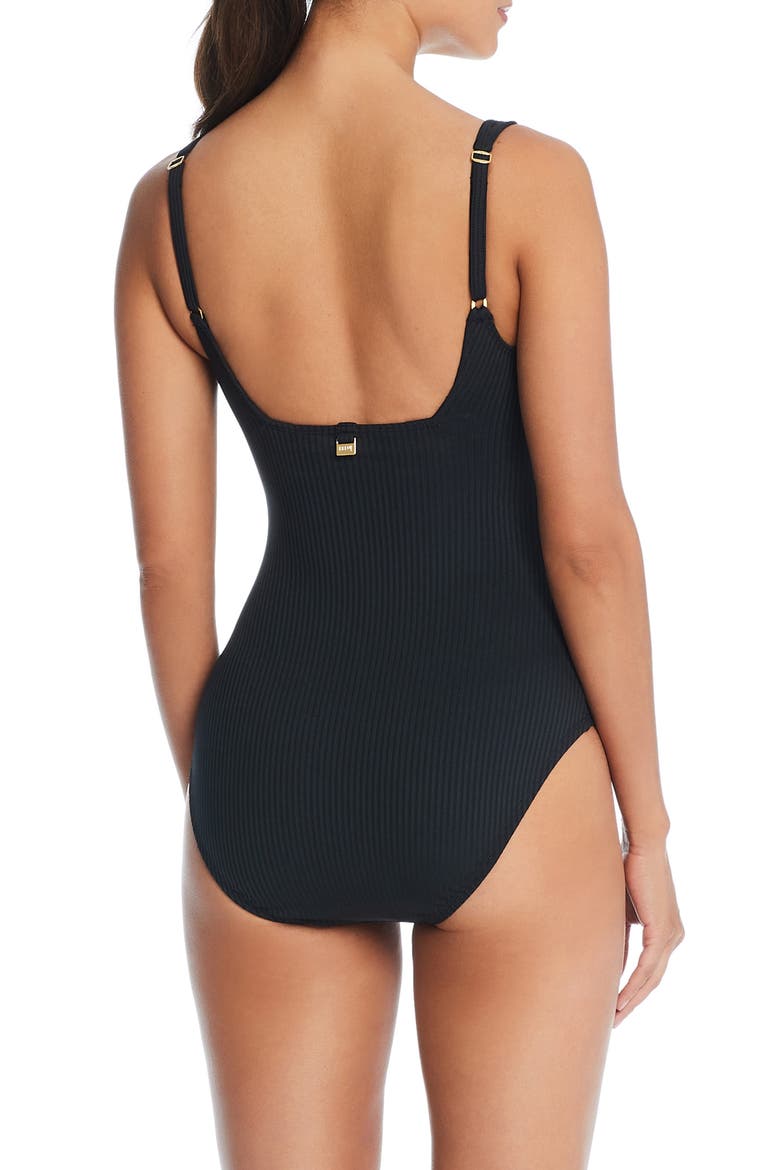 Square Neck Underwire One-Piece Swimsuit, Alternate, color, BLACK