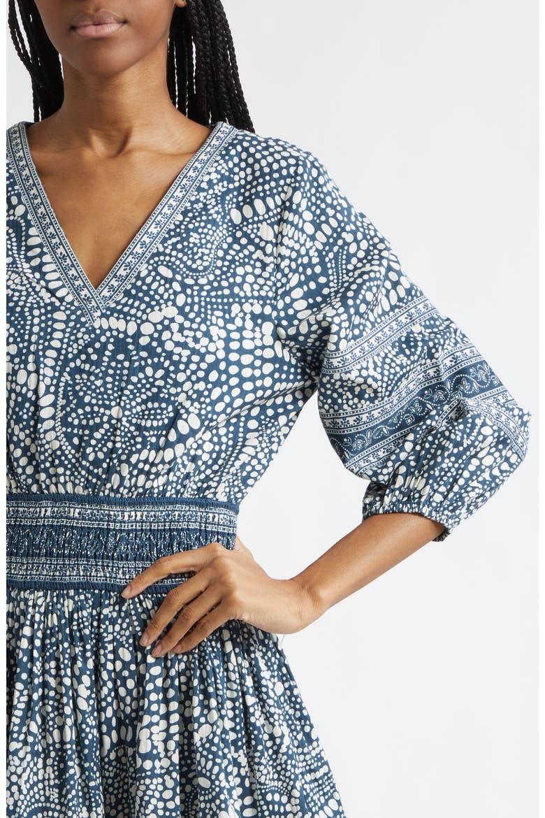 April Mixed Print Cotton Minidress, Alternate, color, NAVY DOT