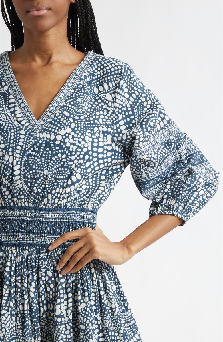 Ramy Brook April Mixed Print Cotton Minidress, Alternate, color, Navy Dot