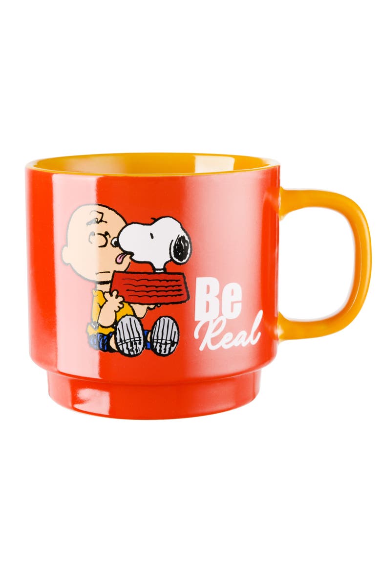 Snoopy Stackable Stoneware Mug Set with Rack, Alternate, color, Assorted Colors