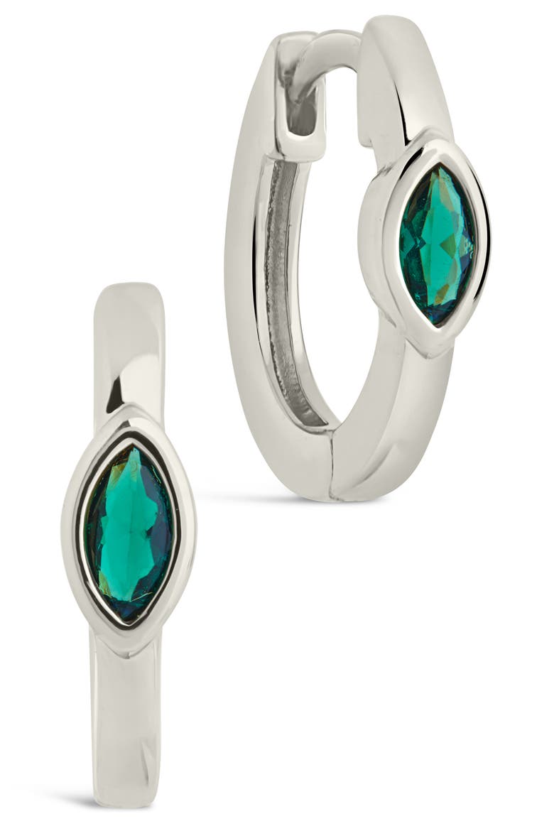 Robyn Cubic Zirconia Huggie Hoop Earrings, Main, color, SILVER