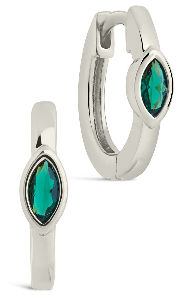 Sterling Forever Robyn Cubic Zirconia Huggie Hoop Earrings, Main, color, Silver