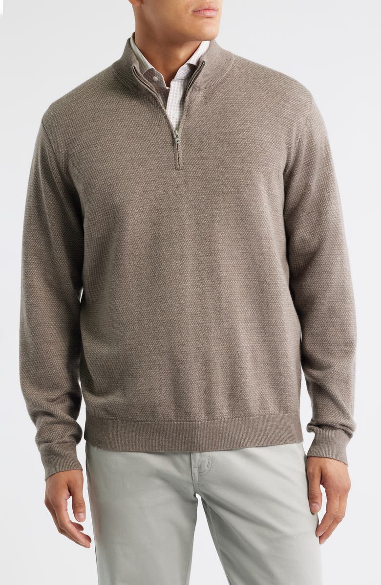 Peter Millar Crown Crafted Keene Merino Wool Quarter Zip Sweater, Main, color, Camel