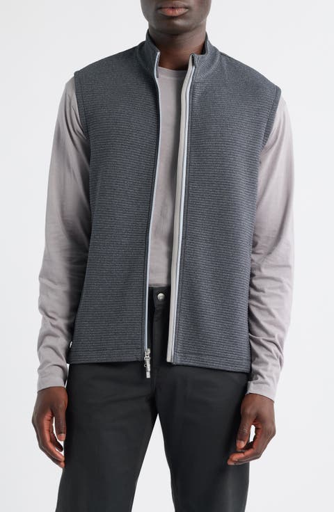 メンズウェア 1PIU1UGUALE3 GOLF KNIT VEST Oxford Golf Mens Red Sleeveless Mock Neck 1/4 Zip Pullover