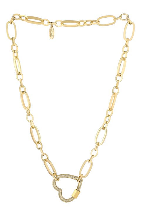 Crystal Pavé Heart Clasp Necklace