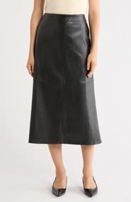 MAX STUDIO Faux Leather A-Line Skirt