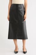 MAX STUDIO Faux Leather A-Line Skirt