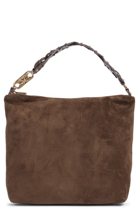 Marilyn Chain Link Suede Shoulder Bag