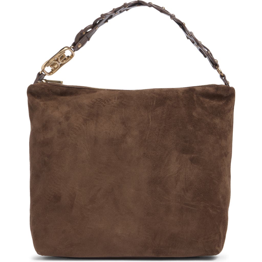 Sam Edelman Marilyn Chain Link Suede Shoulder Bag In Brown
