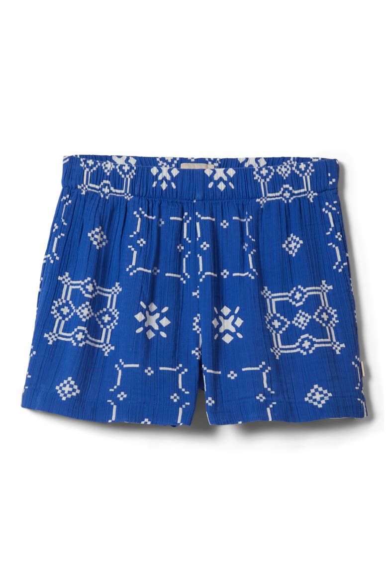 Tile Cotton Gauze Shorts, Alternate, color, SUNRISE BLUE TILE PRINT