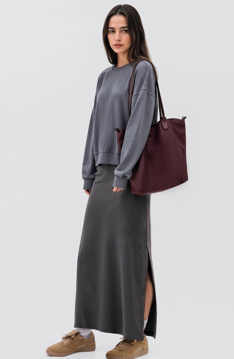 MANGO TEEN Knit Maxi Skirt, Alternate, color, Charcoal