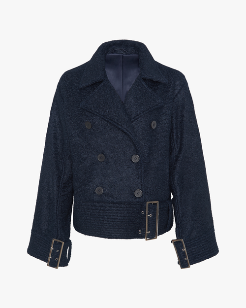 Weworewhat Moto Wool Jacket In Blue