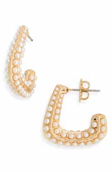 NORDSTROM RACK Micro Faux Pearl Hoop Earrings