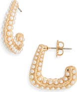 NORDSTROM RACK Micro Faux Pearl Hoop Earrings