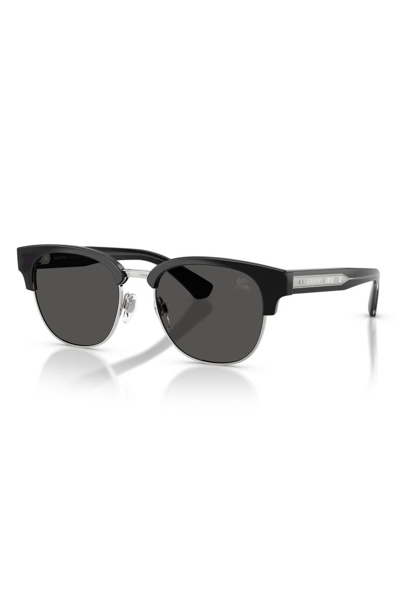 Burberry 52mm Round Sunglasses, Alternate, color, Black / Dark Grey