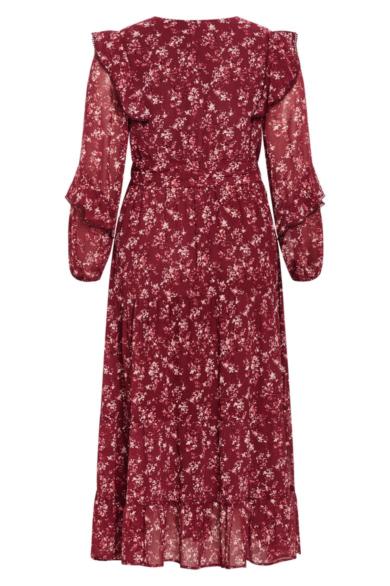 Arielle Ruffle Long Sleeve Maxi Dress, Alternate, color, RED FLORAL