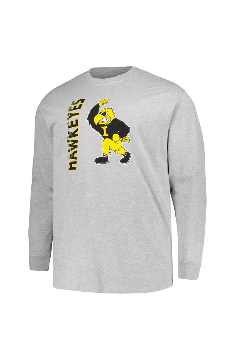 Champion Men's Champion Heather Gray Iowa Hawkeyes Big & Tall Mascot Long Sleeve T-Shirt, Alternate, color, 