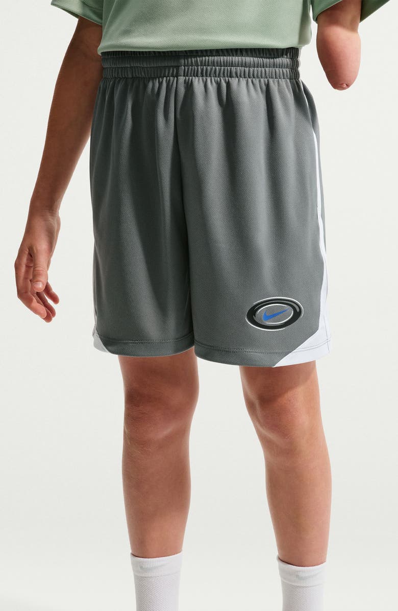 Nike Kids' Dri-FIT Multi Mesh Athletic Shorts, Alternate, color, Smoke Grey/ White/ Game Royal