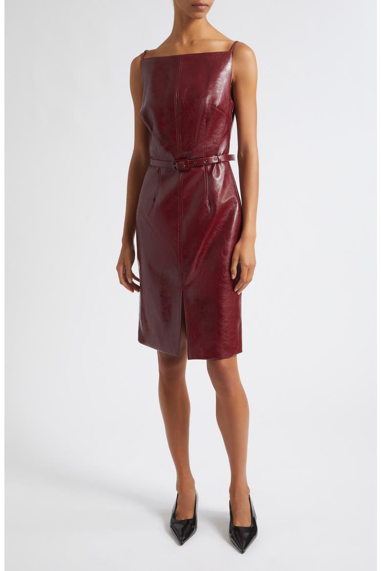 Zivana Bateau Faux Leather Dress, Main, color, OXBLOOD