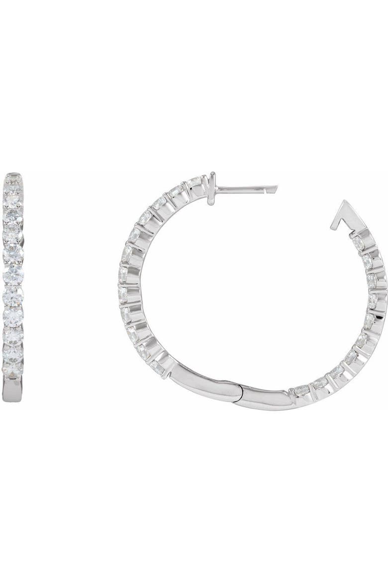 3 CT Lab-Grown Diamond Hoop Earrings in 14K Gold, Alternate, color, White