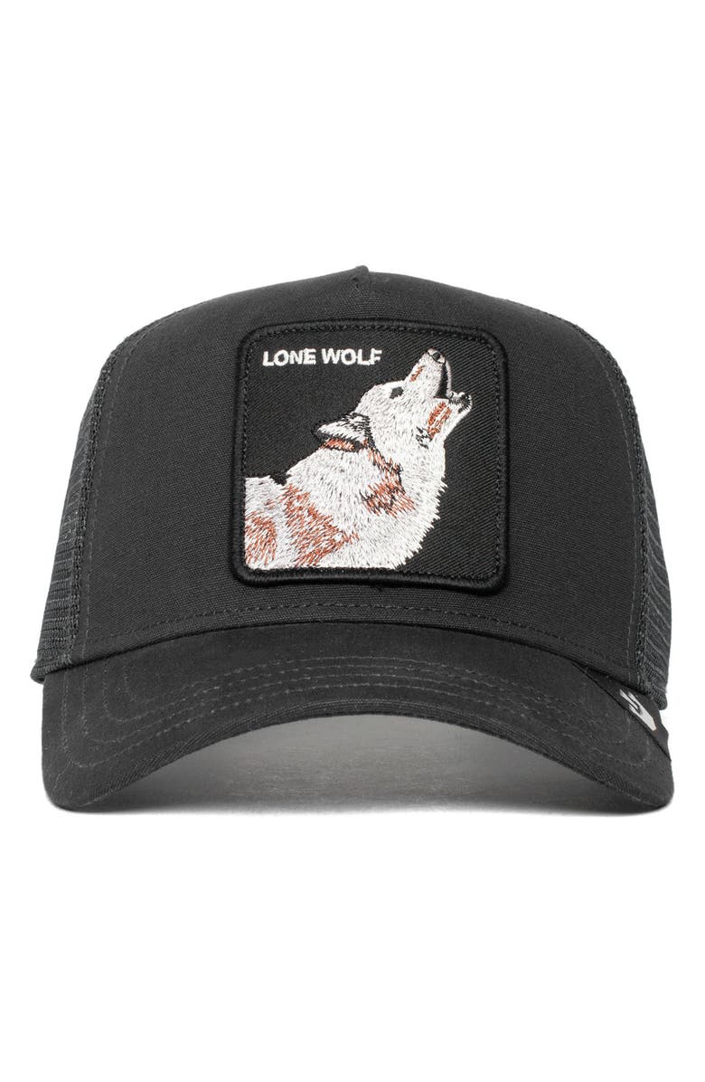Goorin Bros. The Lone Wolf Trucker Hat, Main, color, Black