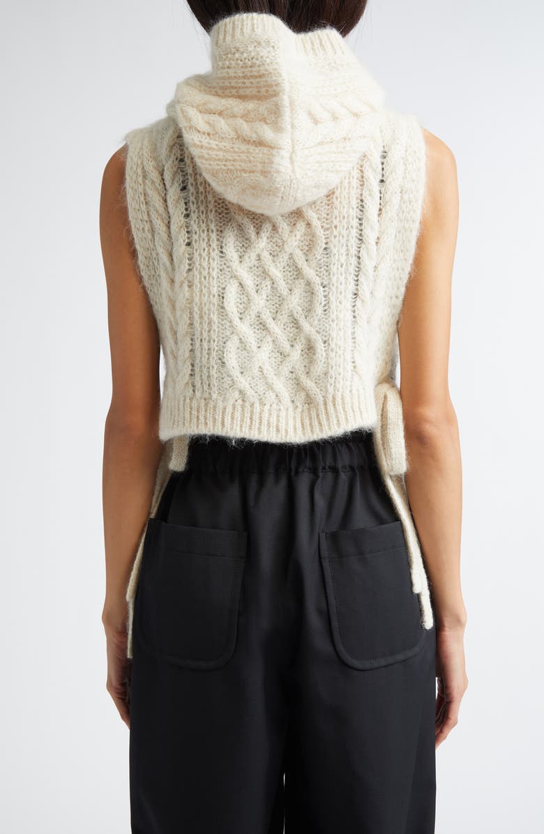 Tao Comme des Garçons Batoner Hooded Cable Knit Mohair & Wool Sweater Vest, Alternate, color,