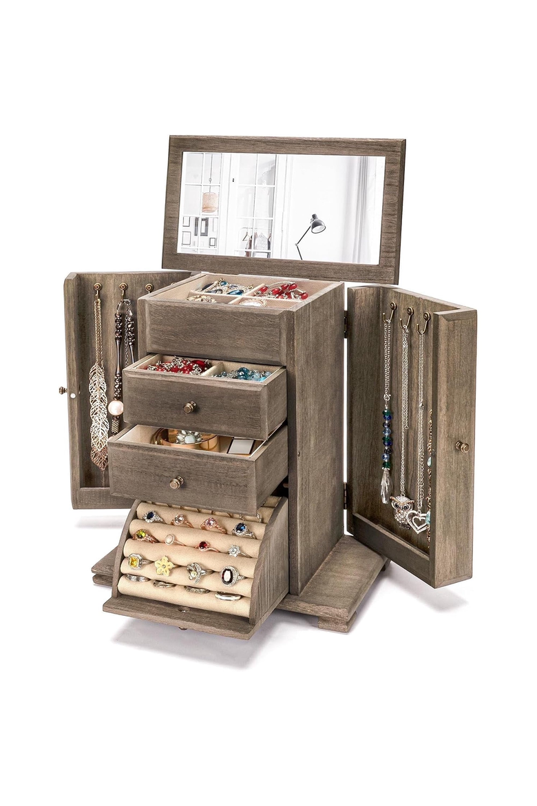 Tabletop Jewelry Armoire, Main, color, Weathered Gray