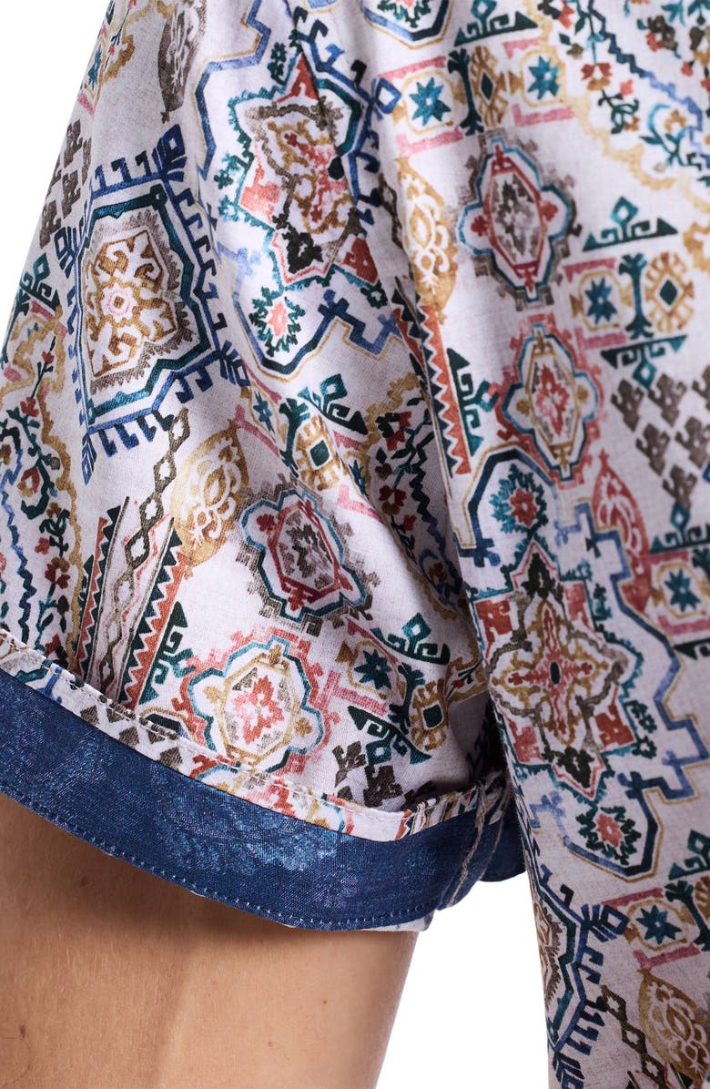 Robert Graham Pismo Short Sleeve Stretch Cotton Button-Up Shirt, Alternate, color, White Multi