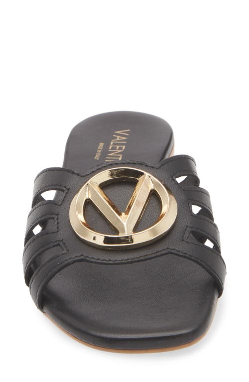 Valentino By Mario Valentino Greta Logo Slide Sandal In Black