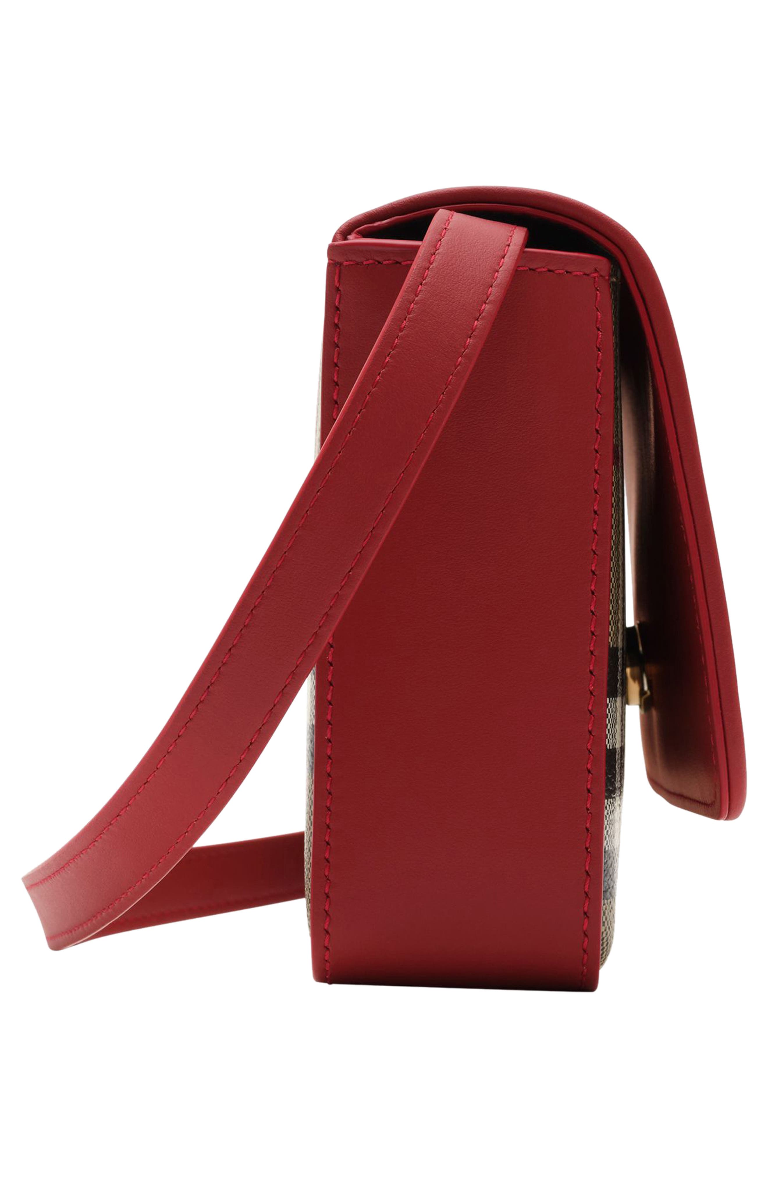 Burberry Hampshire Check Coated Canvas Crossbody Bag, Alternate, color, Vintage Check/ Ruby