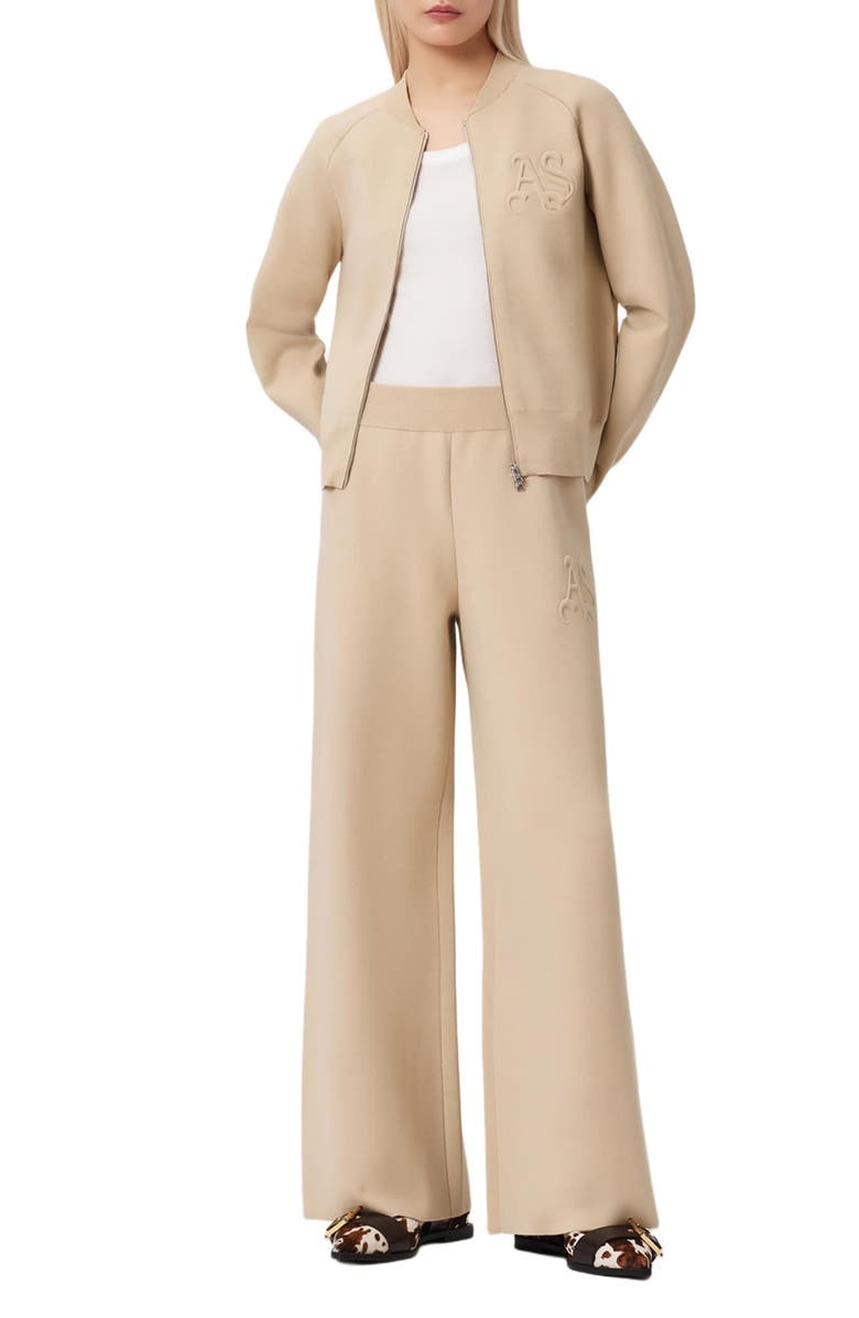 AllSaints Sonny Bomber Cardigan, Alternate, color, Pebble White