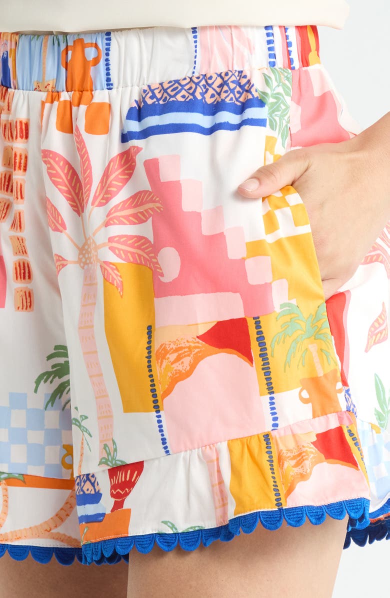 SUGARLIPS Petrolia Town Evel Ruffle Shorts, Alternate, color, Orange-Pink-White