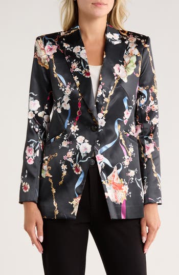L Agence L'agence Sheila Structured Satin Blazer In Multi