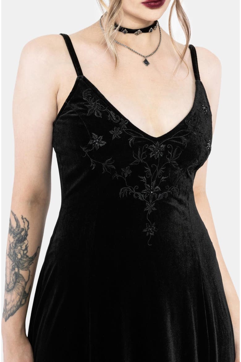 Opia Cami Beaded Velour Midaxi Dress, Alternate, color, Black