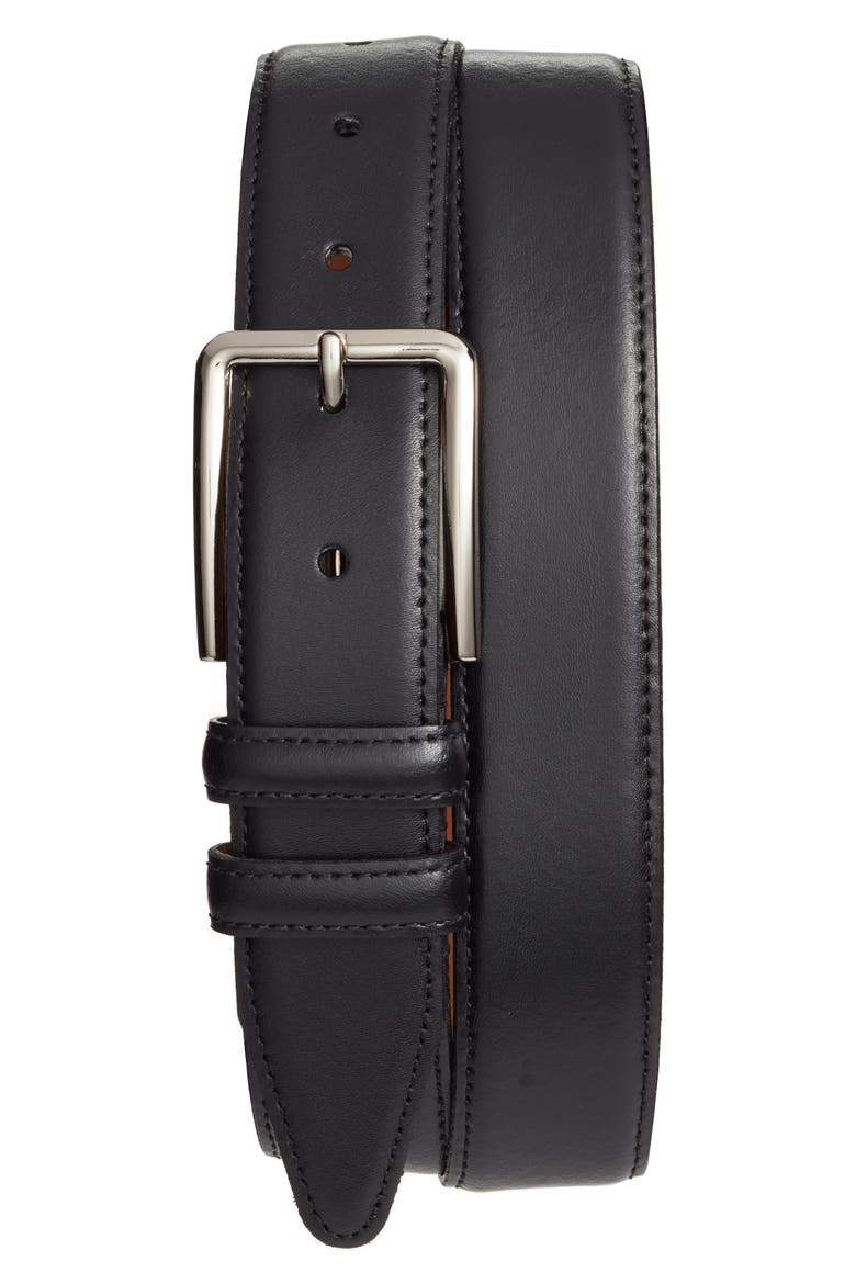 Mercer Leather Belt, Main, color, BLACK