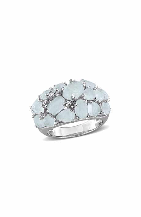 DELMAR Milky Aquamarine & Diamond Dome Ring